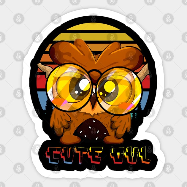 Cute Owl Animal Retro Vintage Sticker by JeffDesign